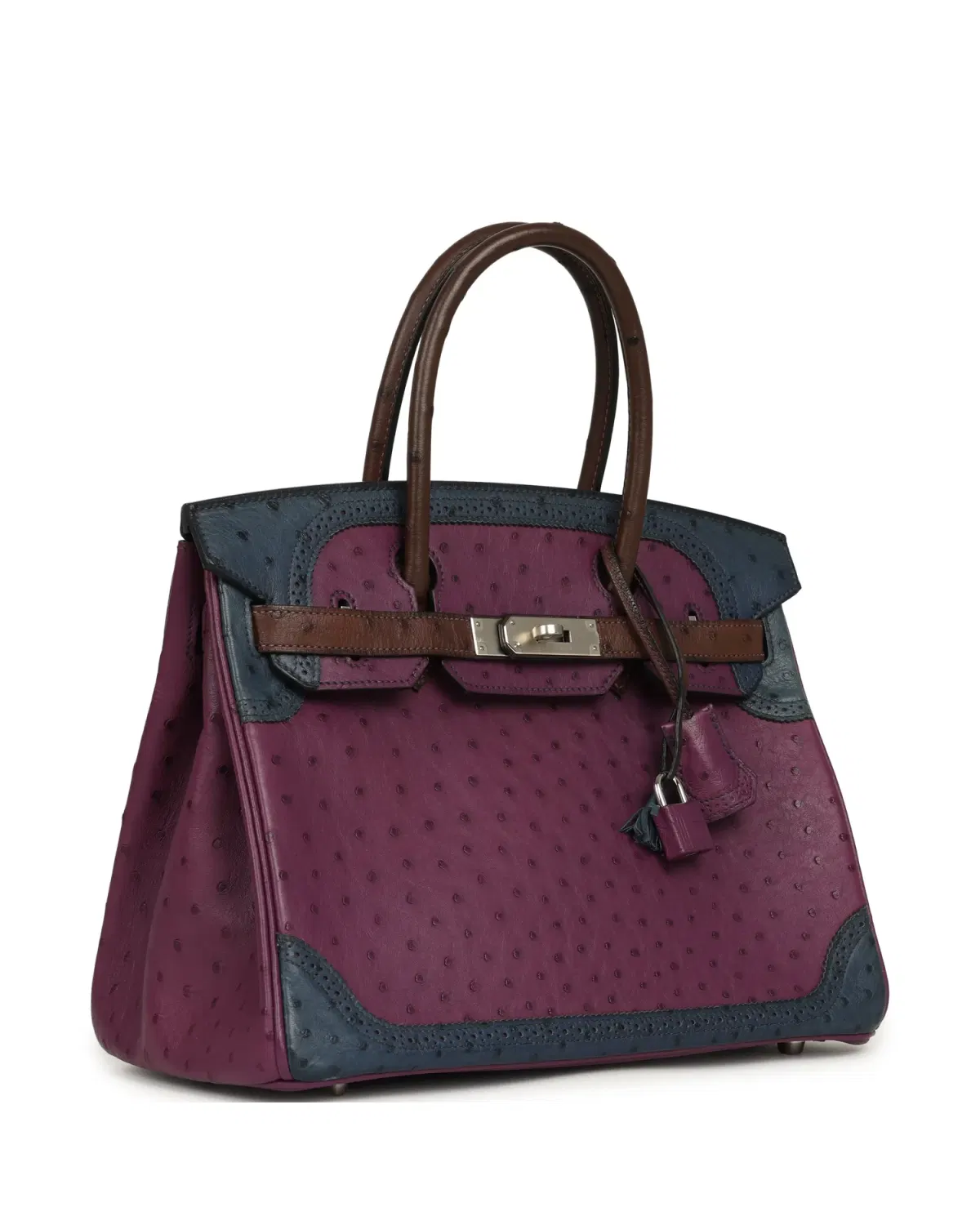 Hermès Birkin Ghillies 30, Violet / Bleu De Malte / Chocolat
