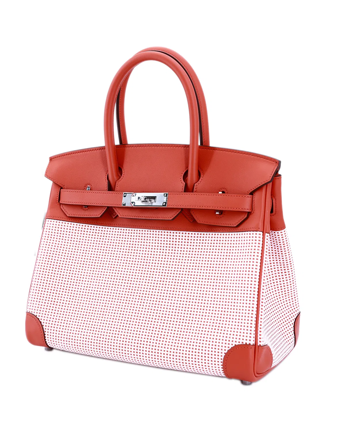 Hermès Birkin Quadrille 30, Sanguine / Blanc / Mauve Sylvestre