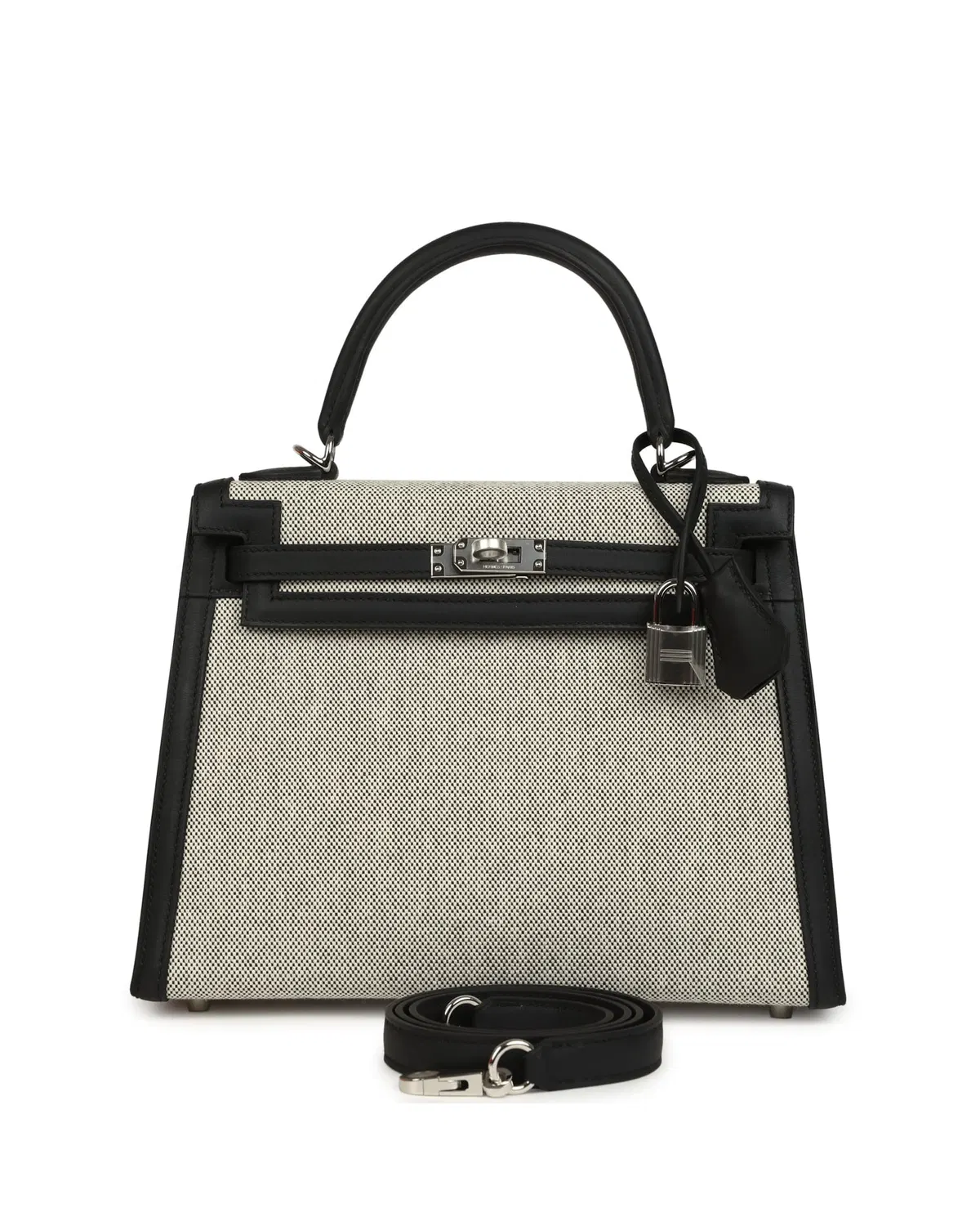 Hermès Kelly Sellier 25, Écru / Noir