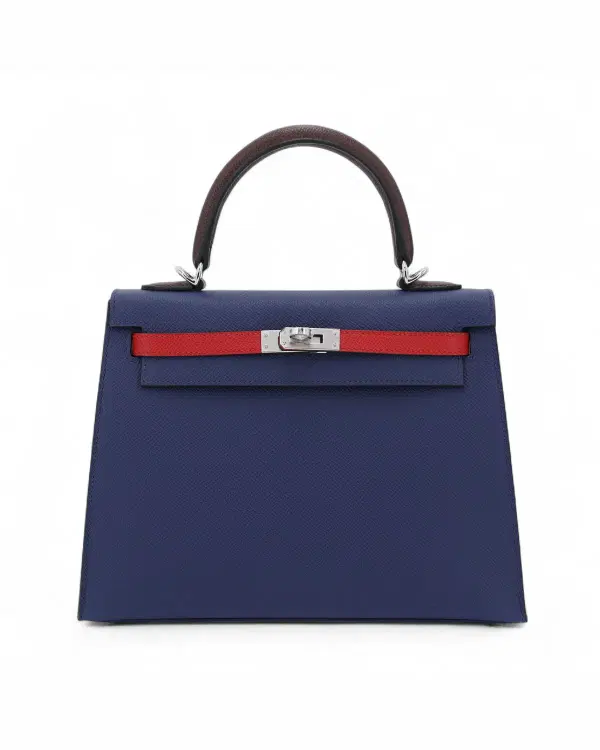 Hermès Kelly Sellier 25, Rouge Sellier / Rouge Piment / Bleu Saphir