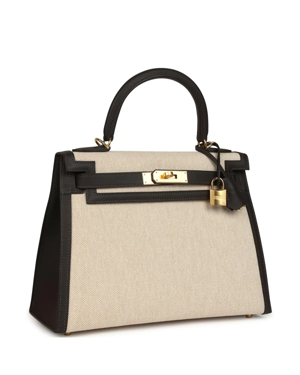 Hermès Kelly Sellier 28, Bai Brun / Écru / Beige