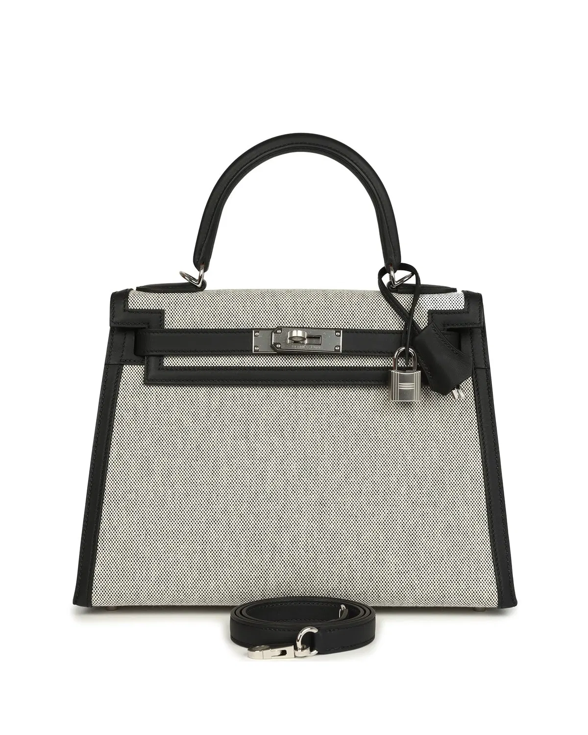 Hermès Kelly Sellier 28, Noir / Écru