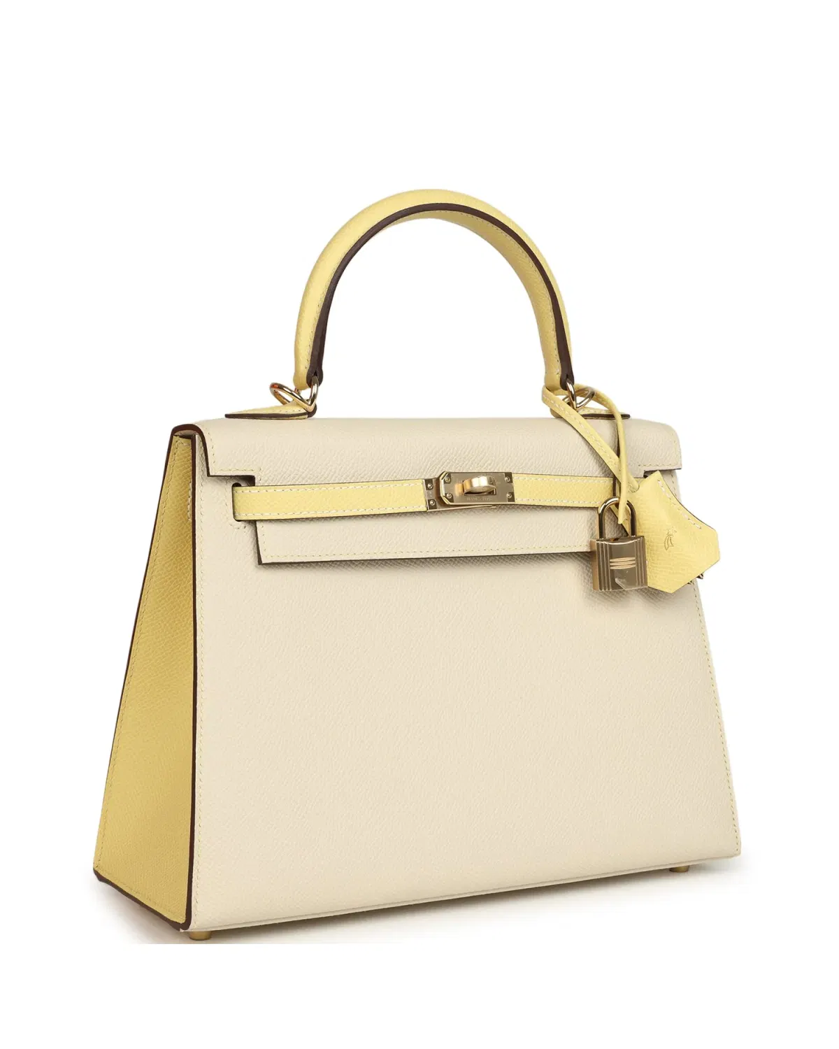 Hermès Kelly Sellier HSS 25, Craie / Jaune Poussin