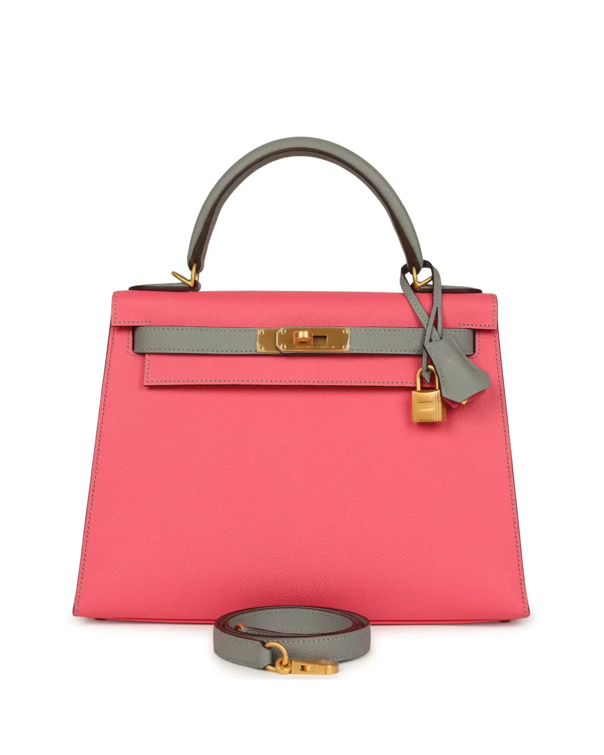Hermès Kelly Sellier HSS 28, Rose Azalée / Gris Mouette