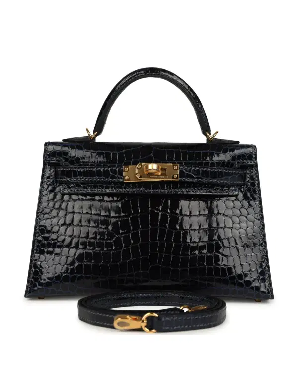 Hermès Mini Kelly Sellier 20, Bleu Marine