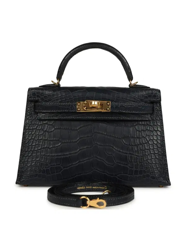 Hermès Mini Kelly Sellier 20, Bleu Nuit