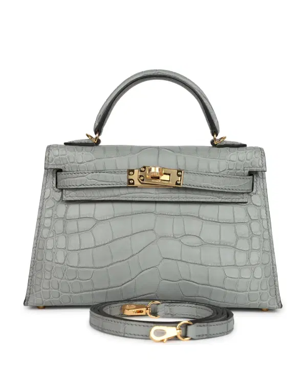 Hermès Mini Kelly Sellier 20, Gris Ciment
