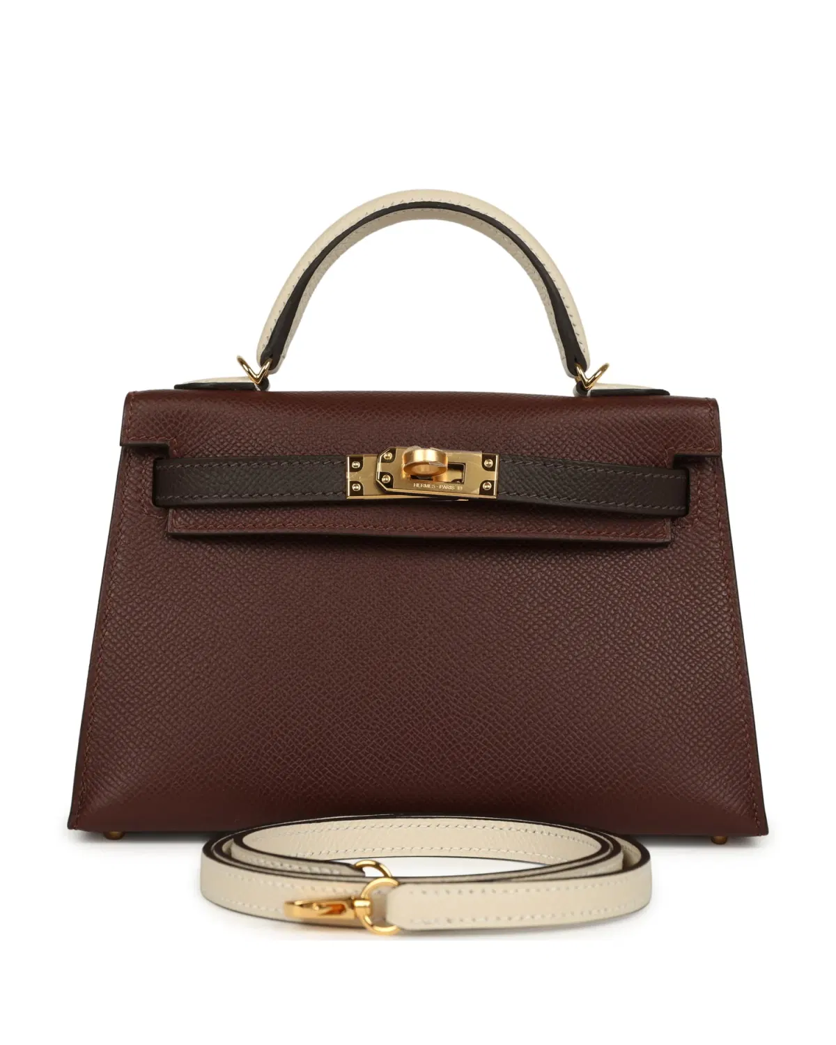 Hermès Mini Kelly Sellier 20, Terre / Ébène / Craie