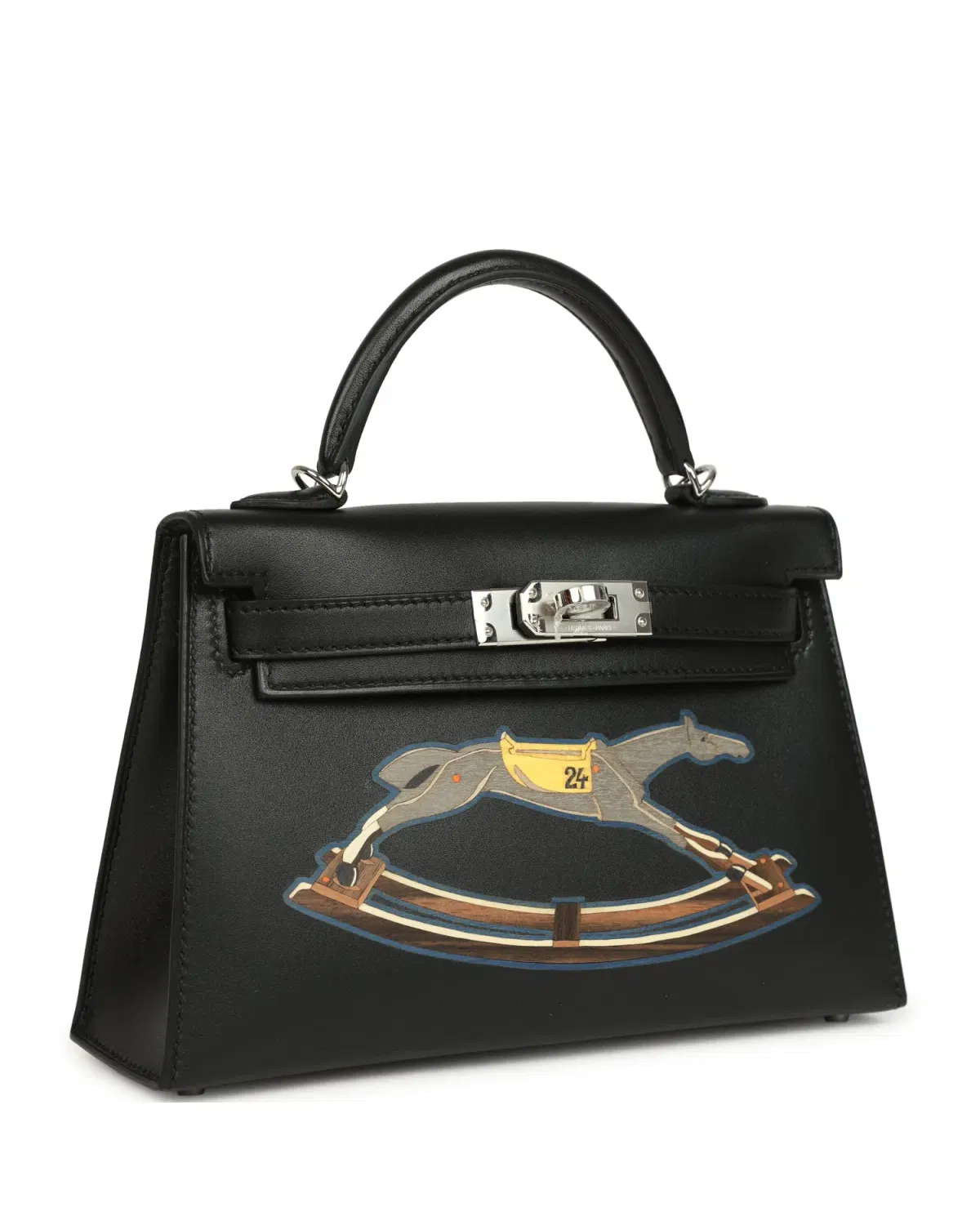 Hermès Mini Kelly Sellier Cheval de Bois 20, Noir / Multicolor