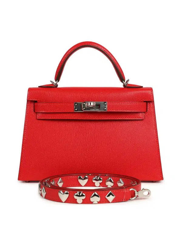 Hermès Mini Kelly Sellier Clou de Cœur 20, Rouge de Cœur