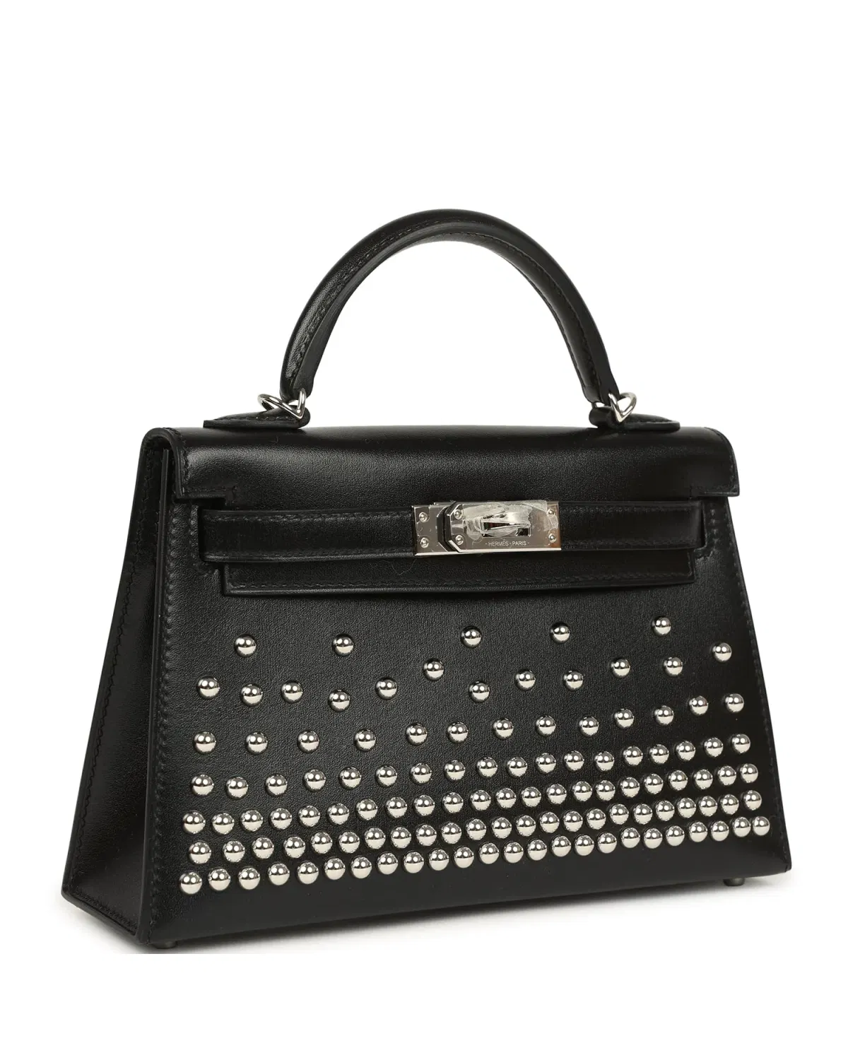 Hermès Mini Kelly Sellier Clouté 20, Noir