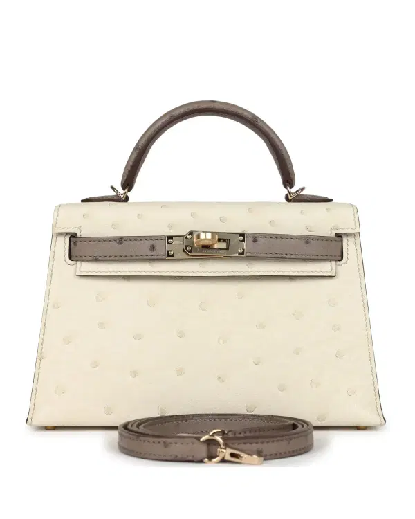 Hermès Mini Kelly Sellier HSS 20, Béton / Gris Tourterelle