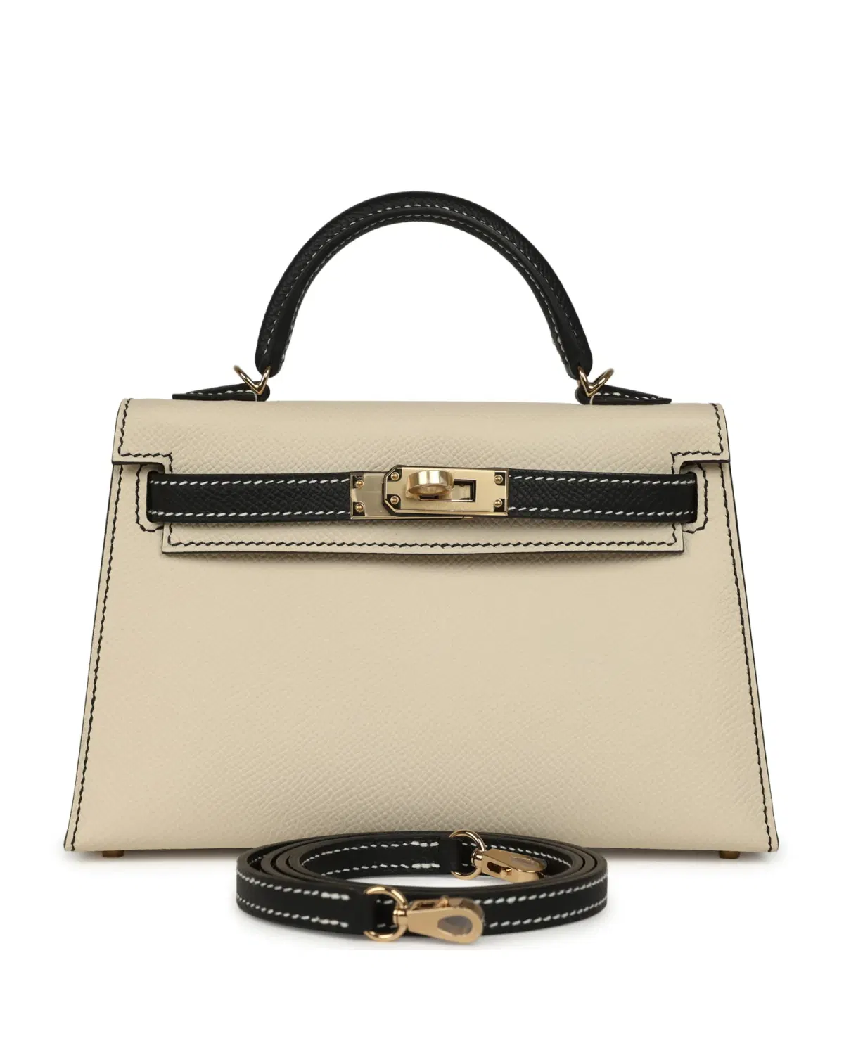 Hermès Mini Kelly Sellier HSS 20, Craie / Noir
