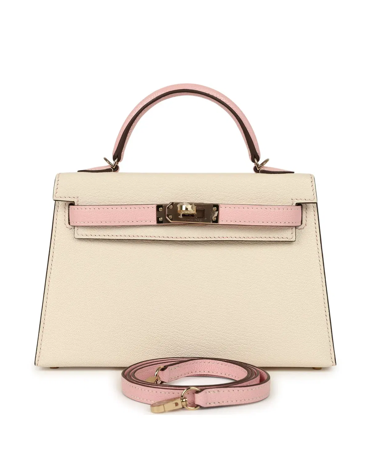 Hermès Mini Kelly Sellier HSS 20, Craie / Rose Sakura