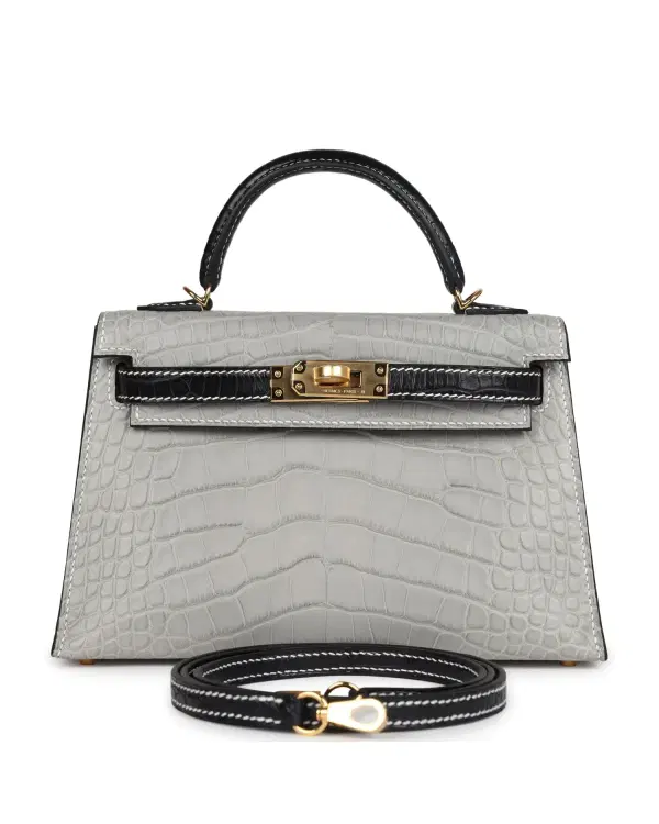 Hermès Mini Kelly Sellier HSS 20, Gris Perle / Noir