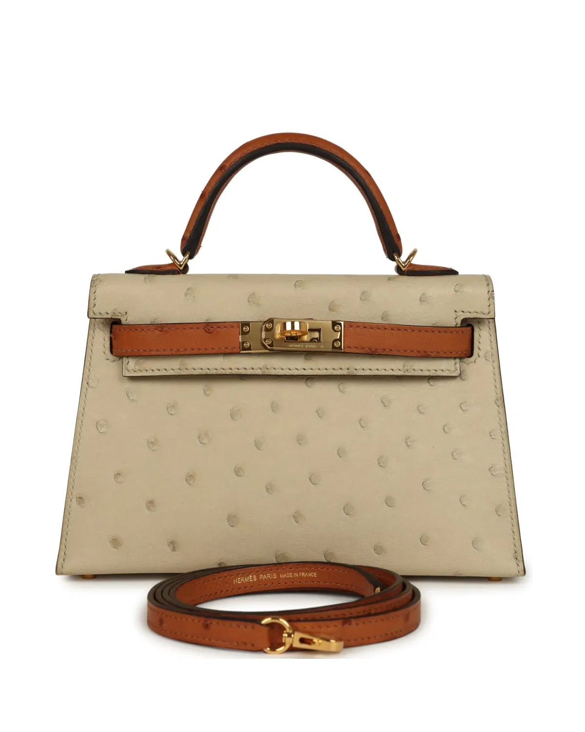 Hermès Mini Kelly Sellier HSS 20, Parchemin / Cognac