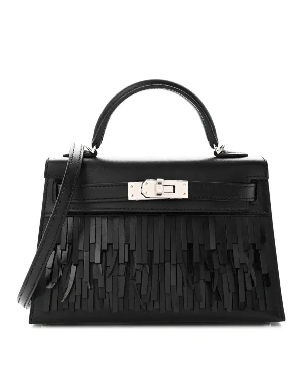 Hermès Mini Kelly Sellier Pampilles 20, Noir