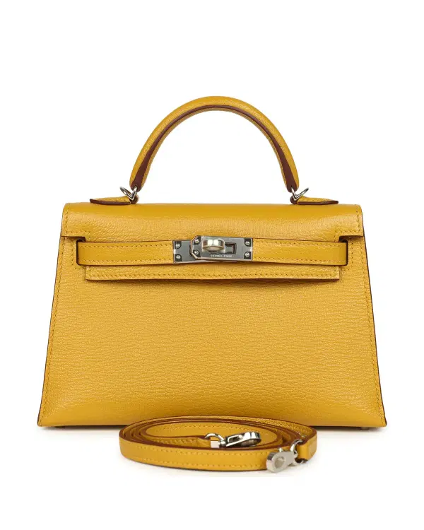 Hermès Mini Kelly Sellier Verso 20, Jaune Ambre