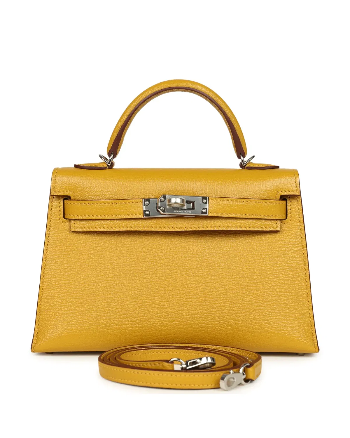 Hermès Mini Kelly Sellier Verso 20, Jaune Ambre